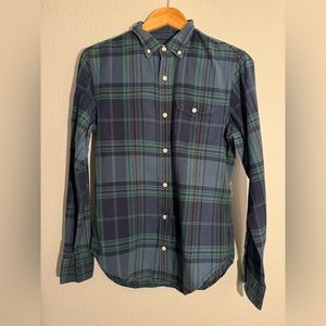 Men’s Club Monaco Green Plaid Button Down Shirt size XS